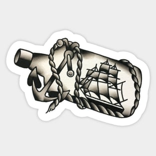 Ship in a Bottle Tattoo Design Sticker